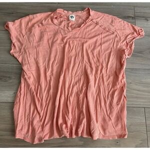 We The Free Nina V-Neck Tee Sz L Grunge Pink Peach Textured